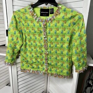 Michael Simon New York Vintage Tulle‎ Cardigan Sweater Green **Sz Small—READ